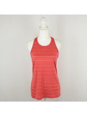 Athleta Stripe Mesh Chi Women's Small Orange Red Racerback Activewear Tank top